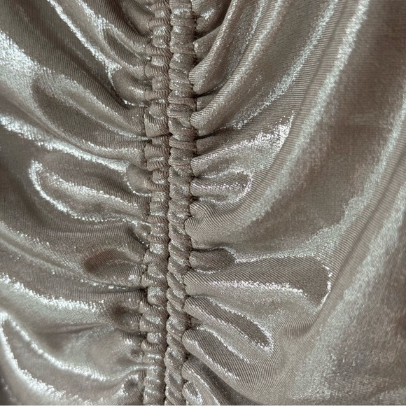 ZARA | Gold Lamé Halter Maxi Dress Backless Evening Gown - Picture 10 of 16